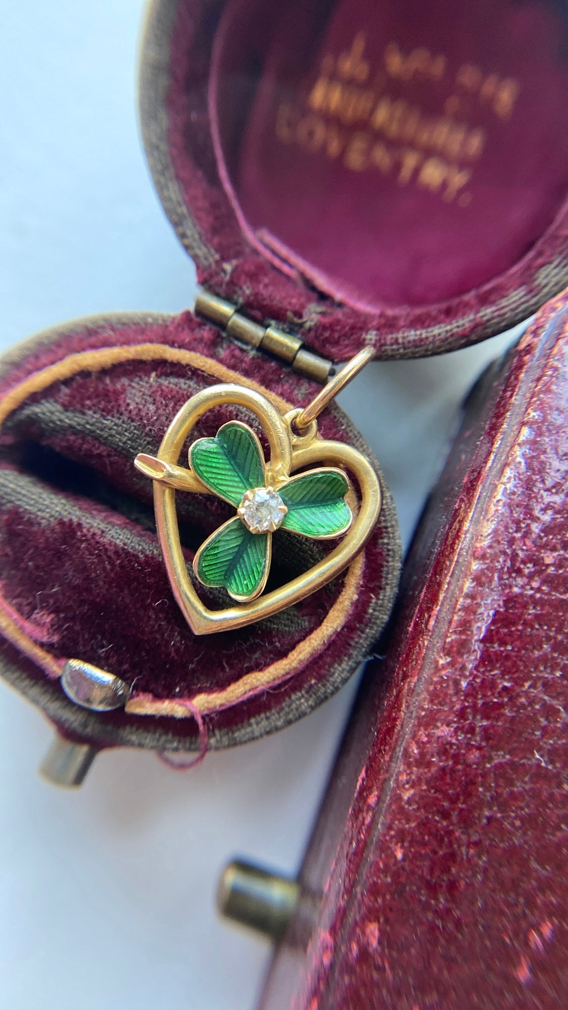 the enamel and diamond heart pendant // on hold// reserved