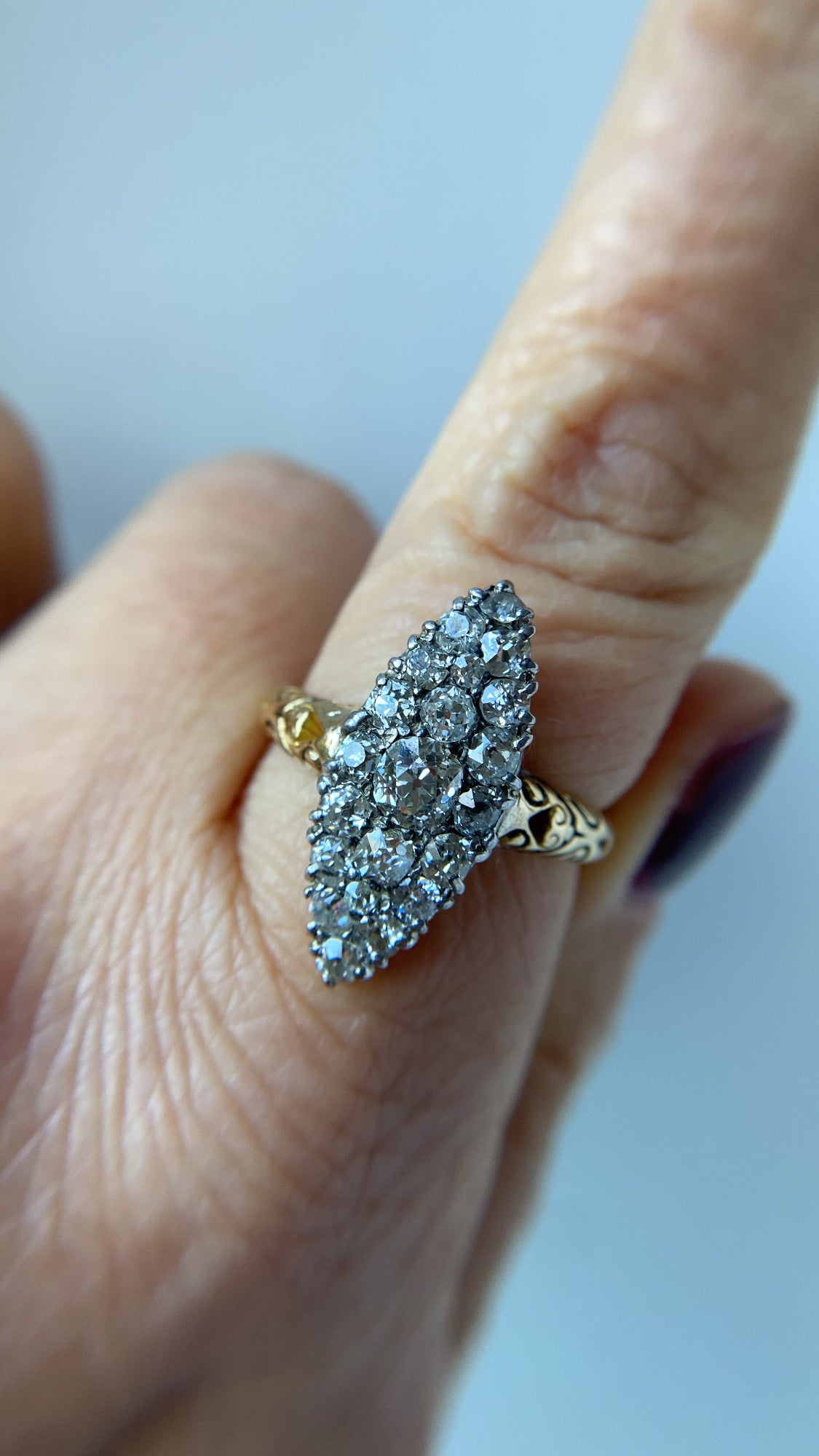 the old mine cut diamond navette