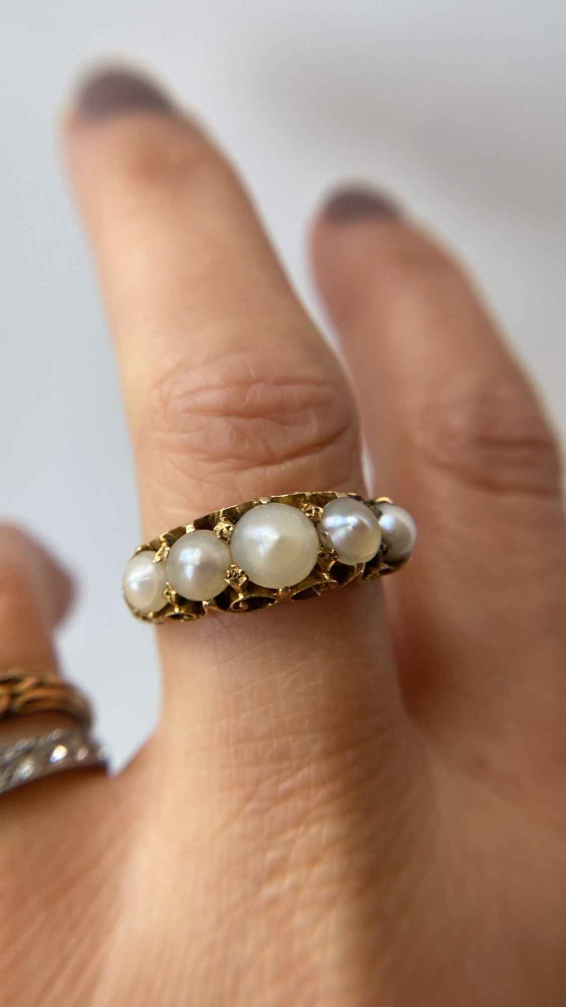 antique Victorian pearl half hoop
