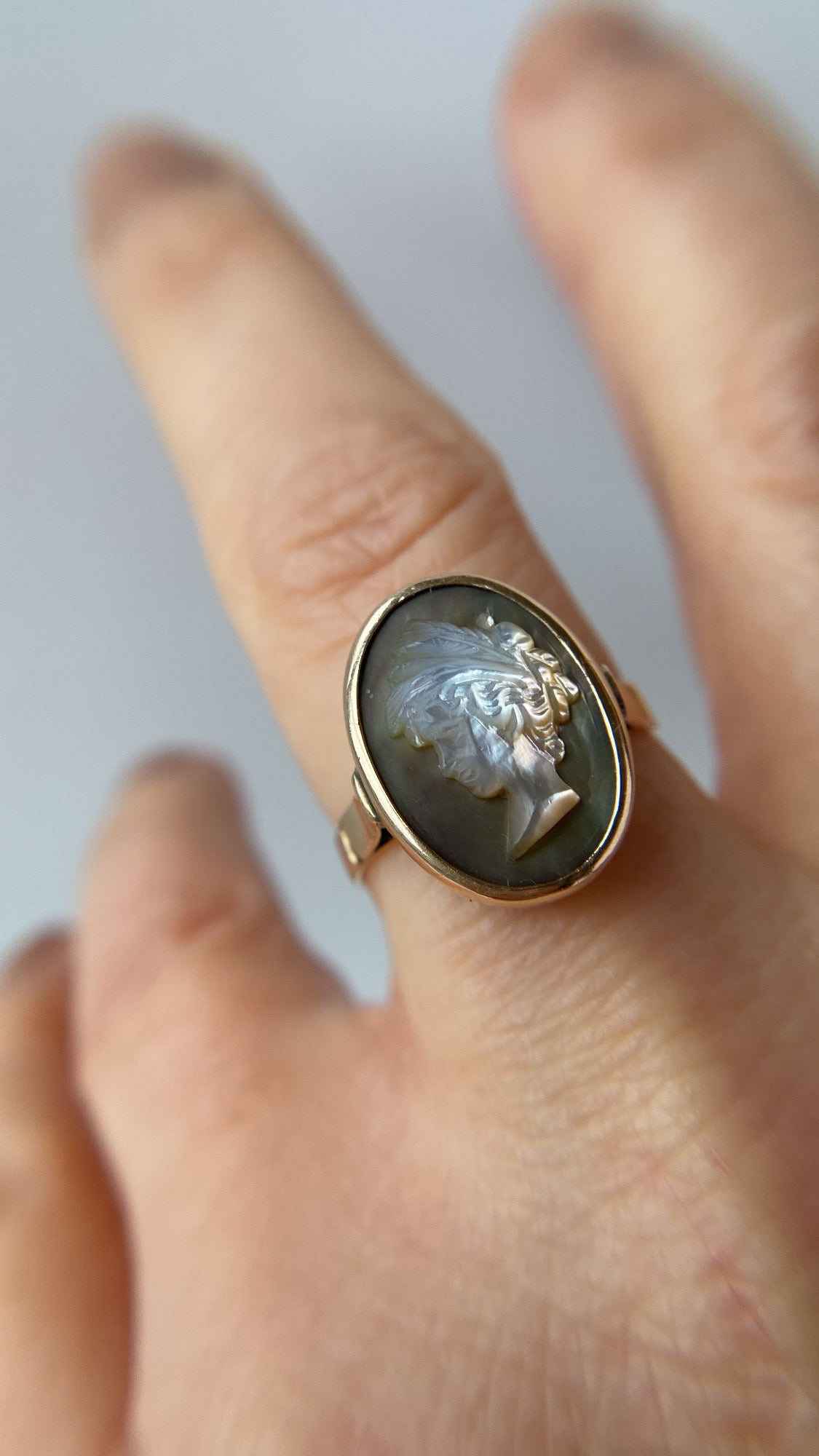 the mother of pearl cameo ring