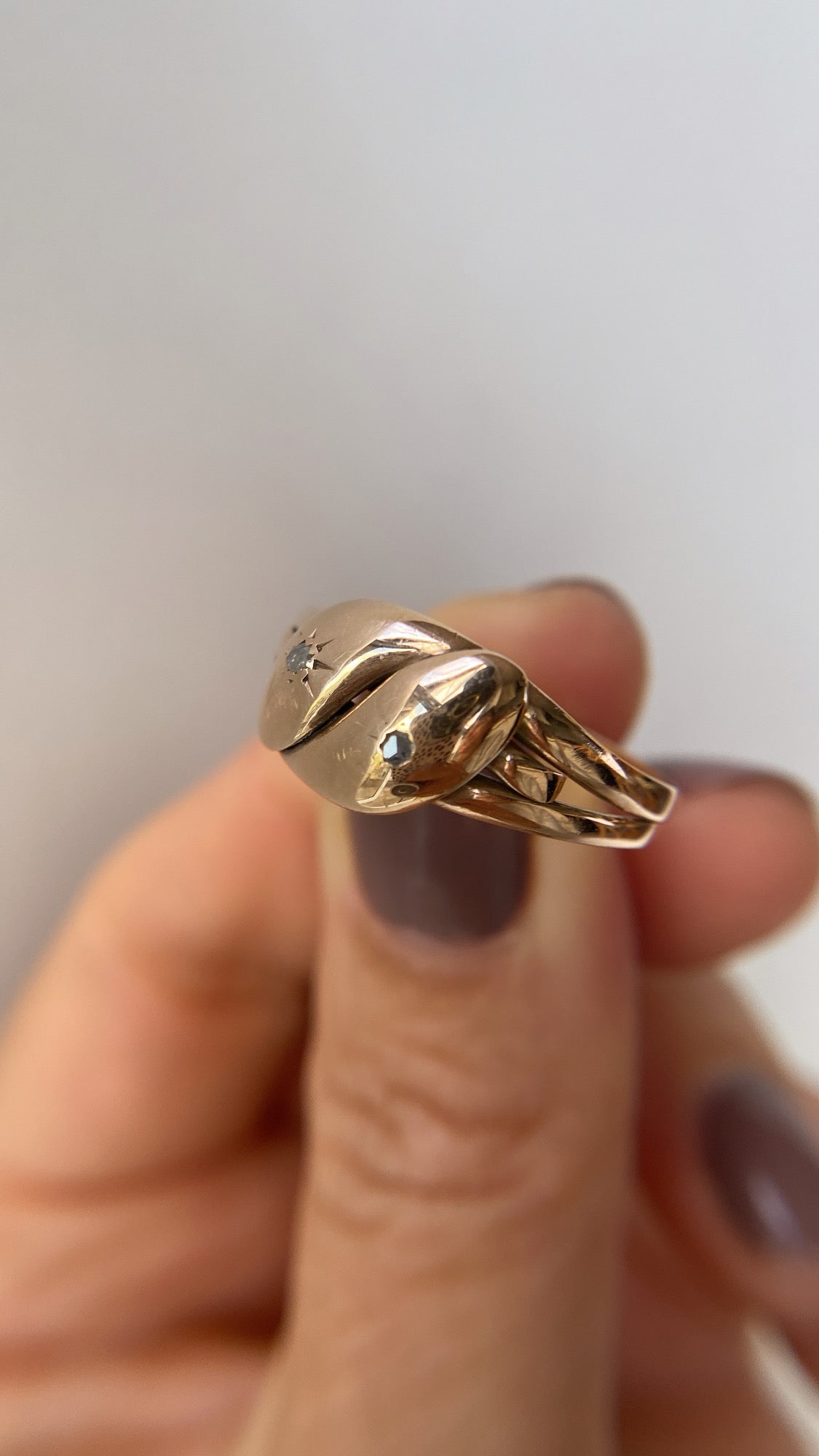 antique double snake ring