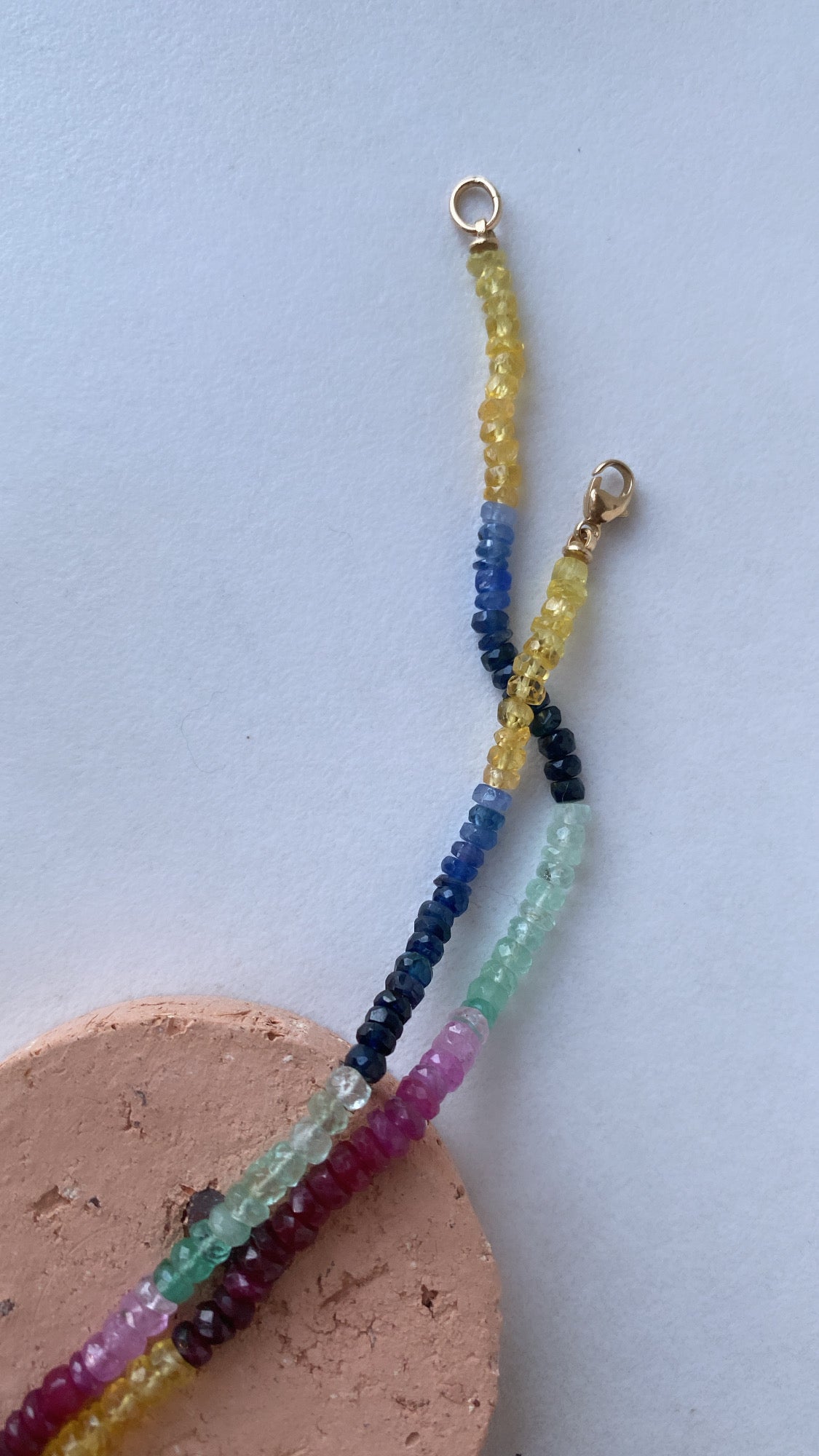 rainbow gem bead necklace
