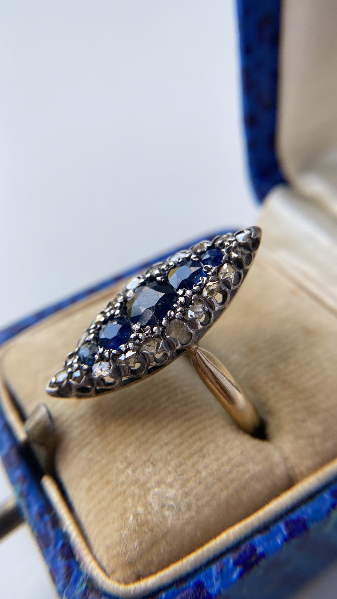 art deco sapphire and diamond navette