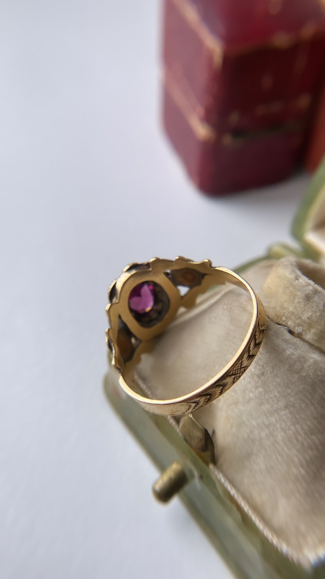 the enamel flower and garnet mourning ring