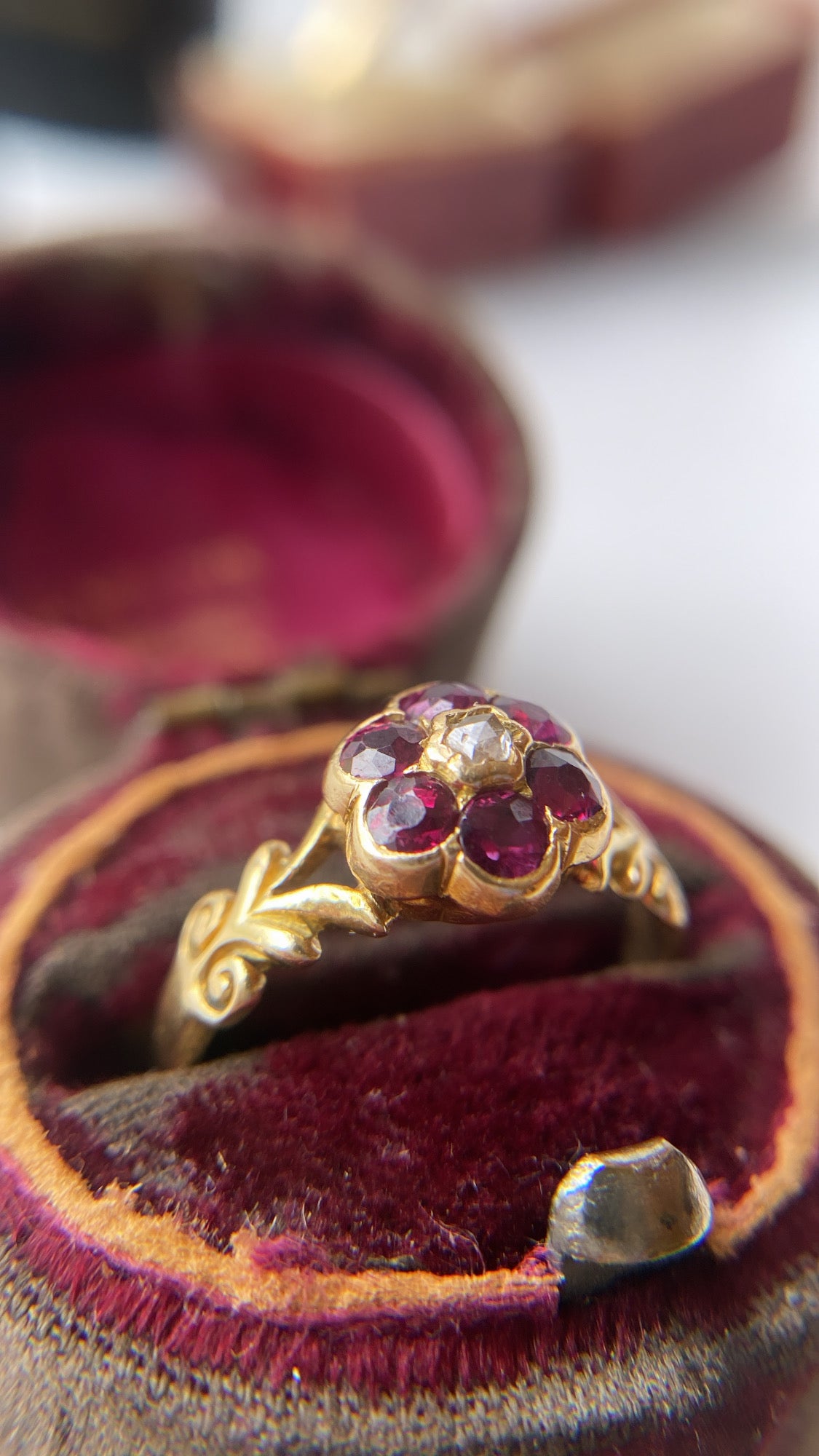 antique ruby and diamond daisy cluster