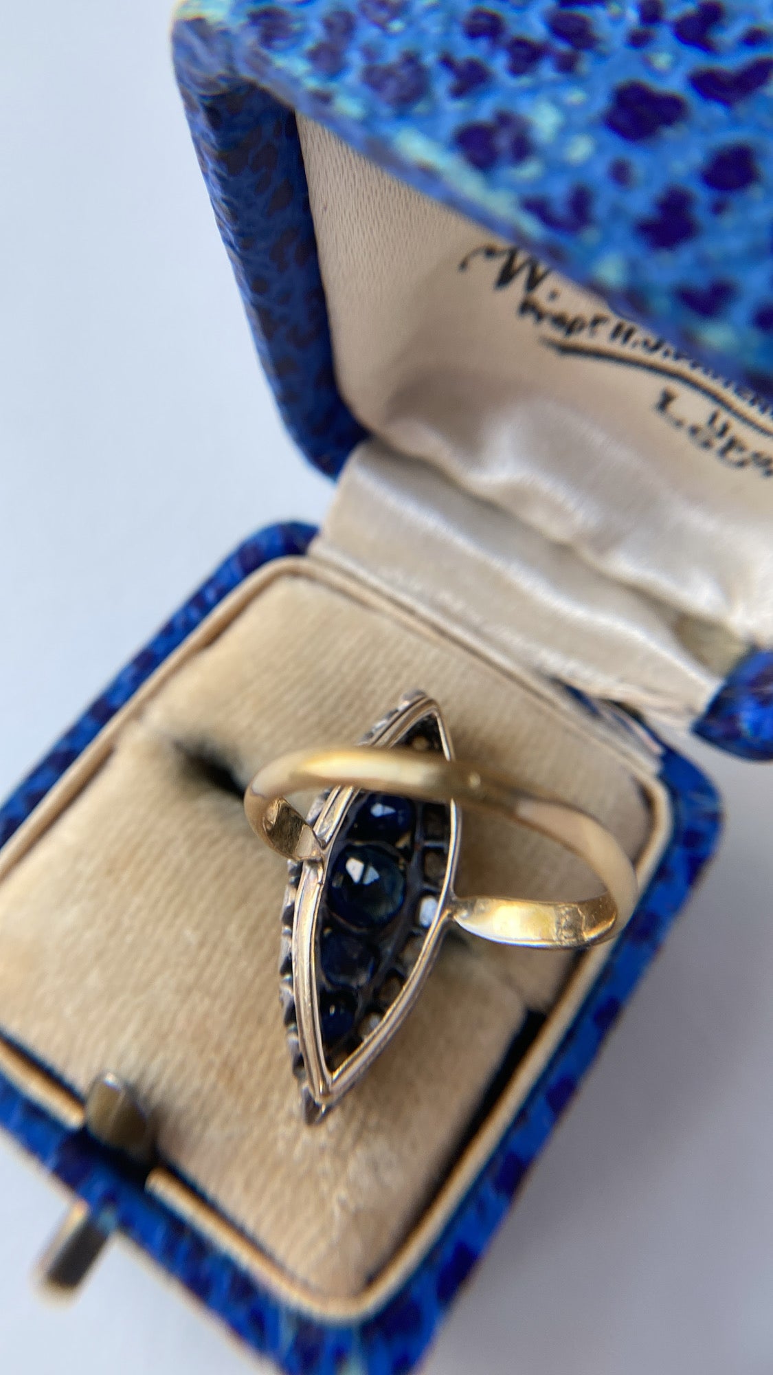 art deco sapphire and diamond navette
