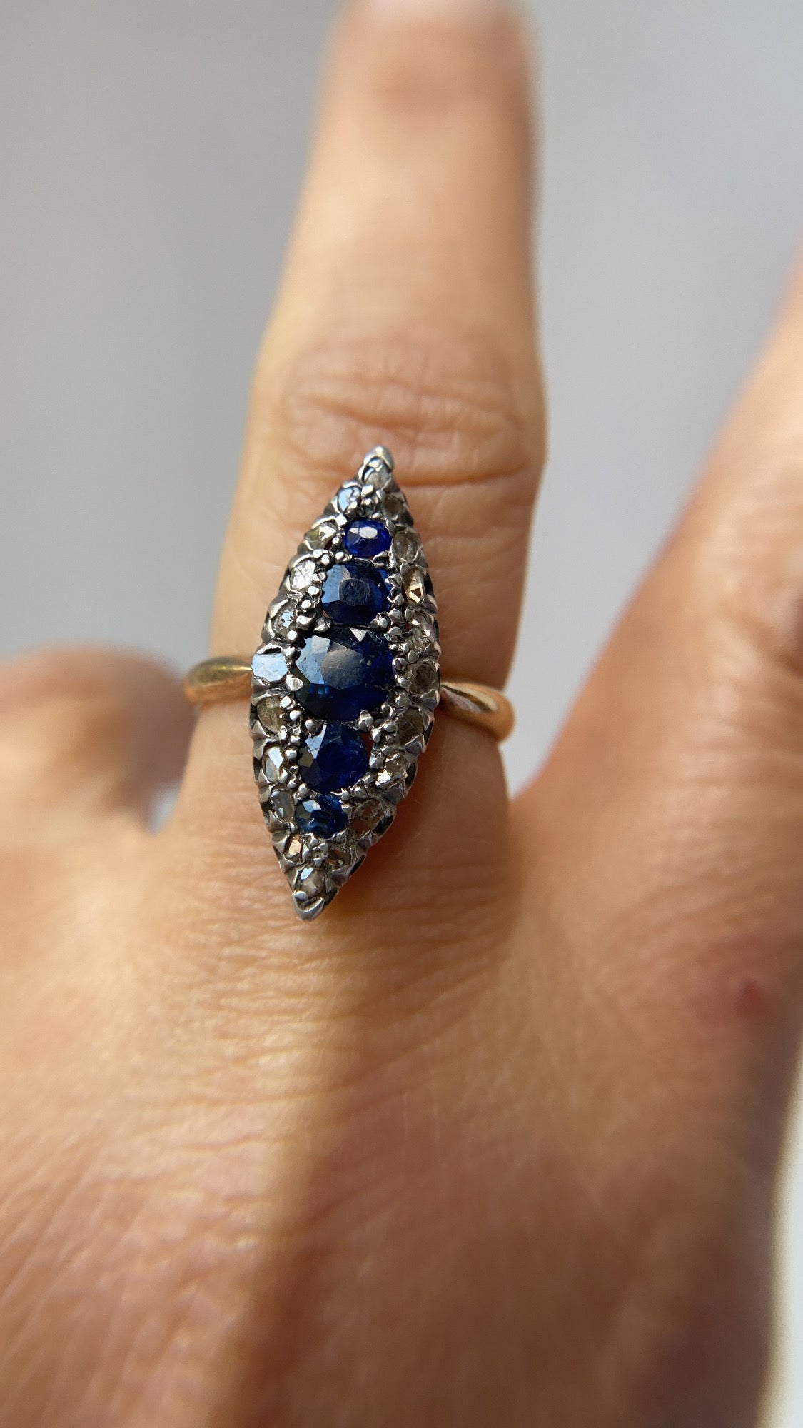 art deco sapphire and diamond navette