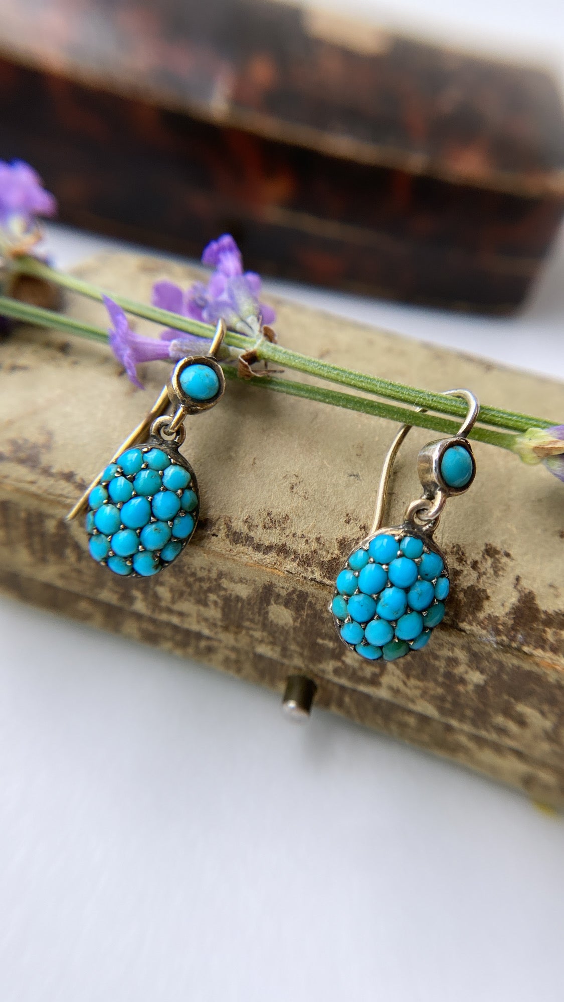 antique pave set turquoise earrings