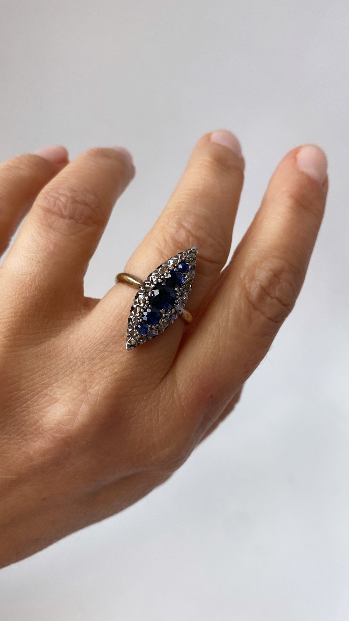 art deco sapphire and diamond navette