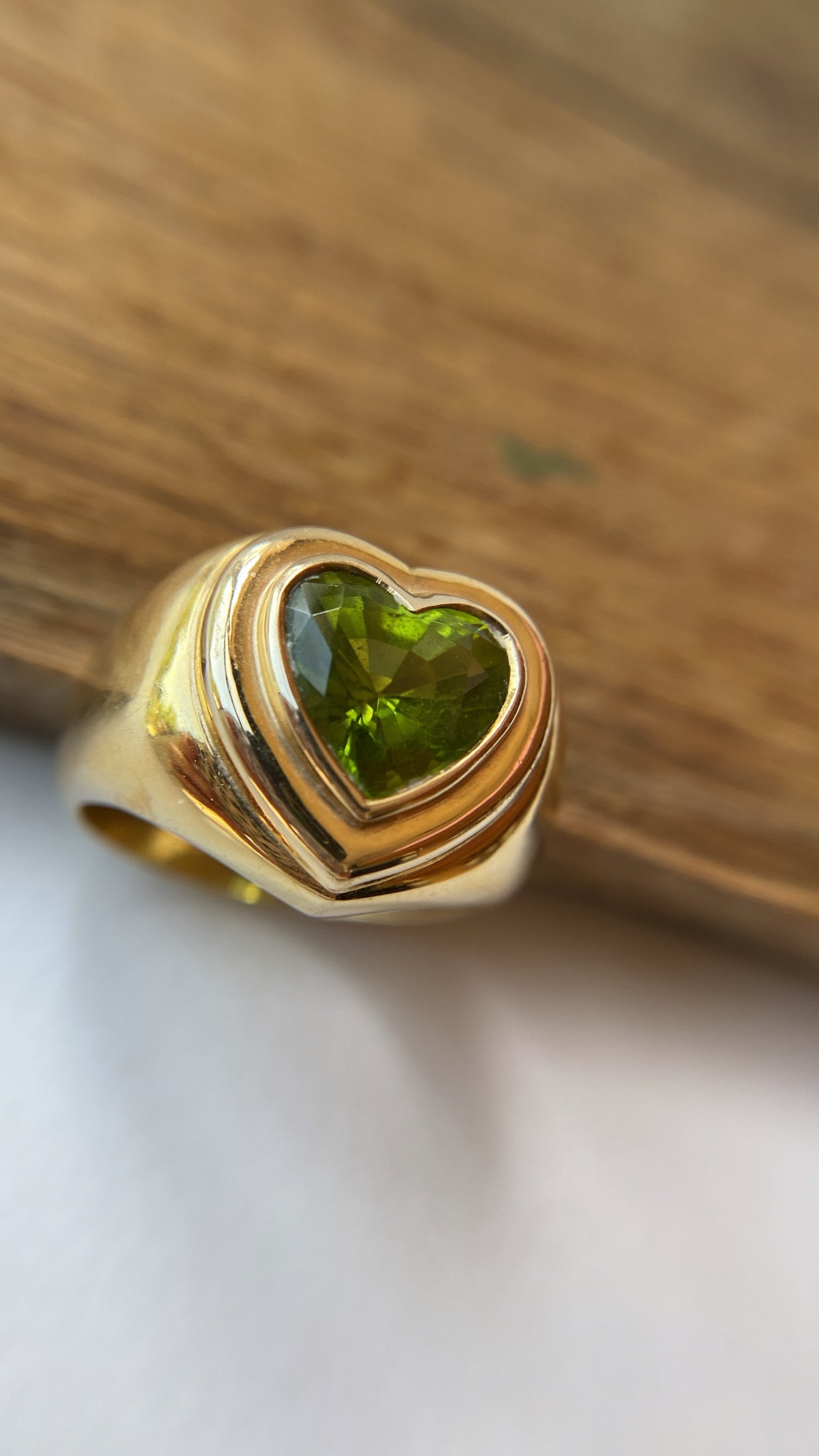 the peridot heart ring