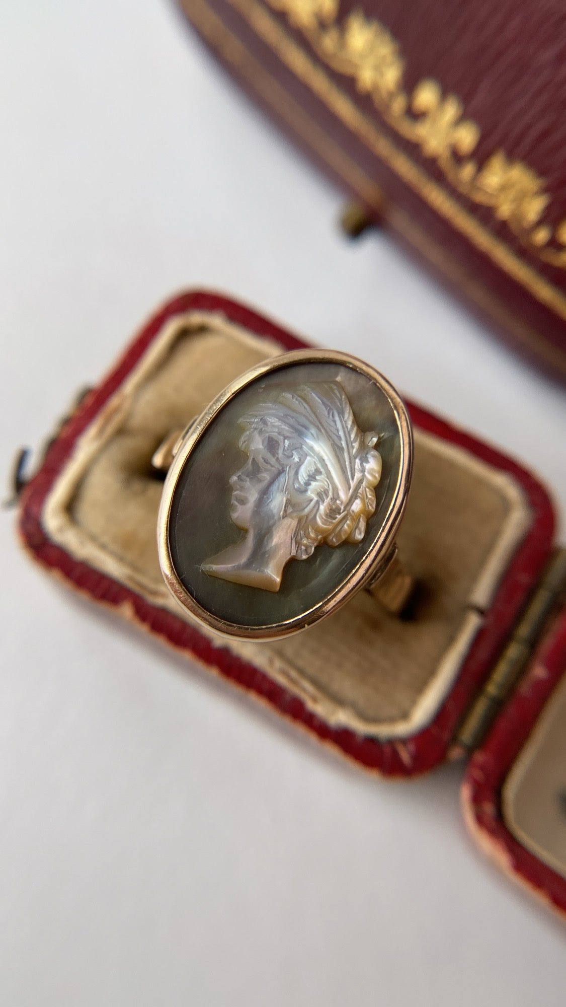 the mother of pearl cameo ring