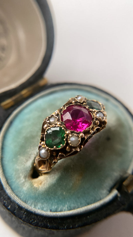 antique vivid coloured paste ring