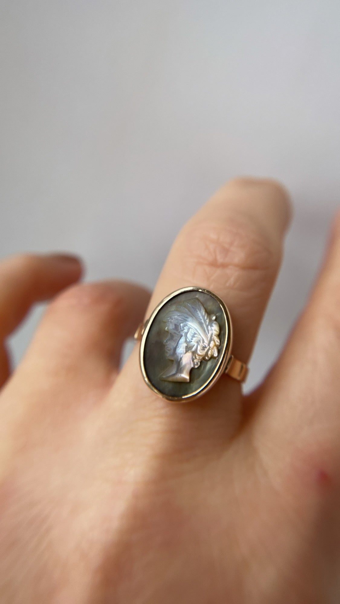 the mother of pearl cameo ring