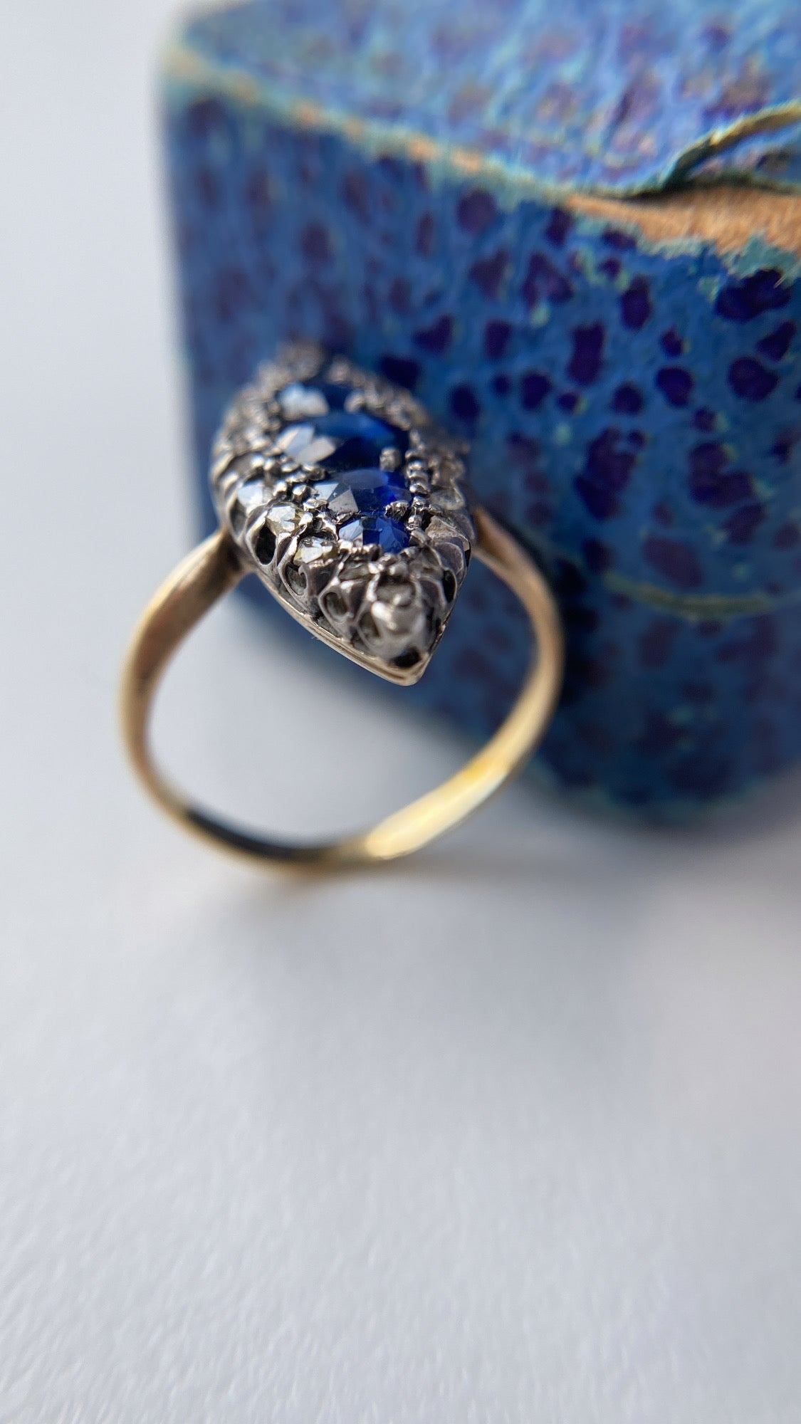 art deco sapphire and diamond navette