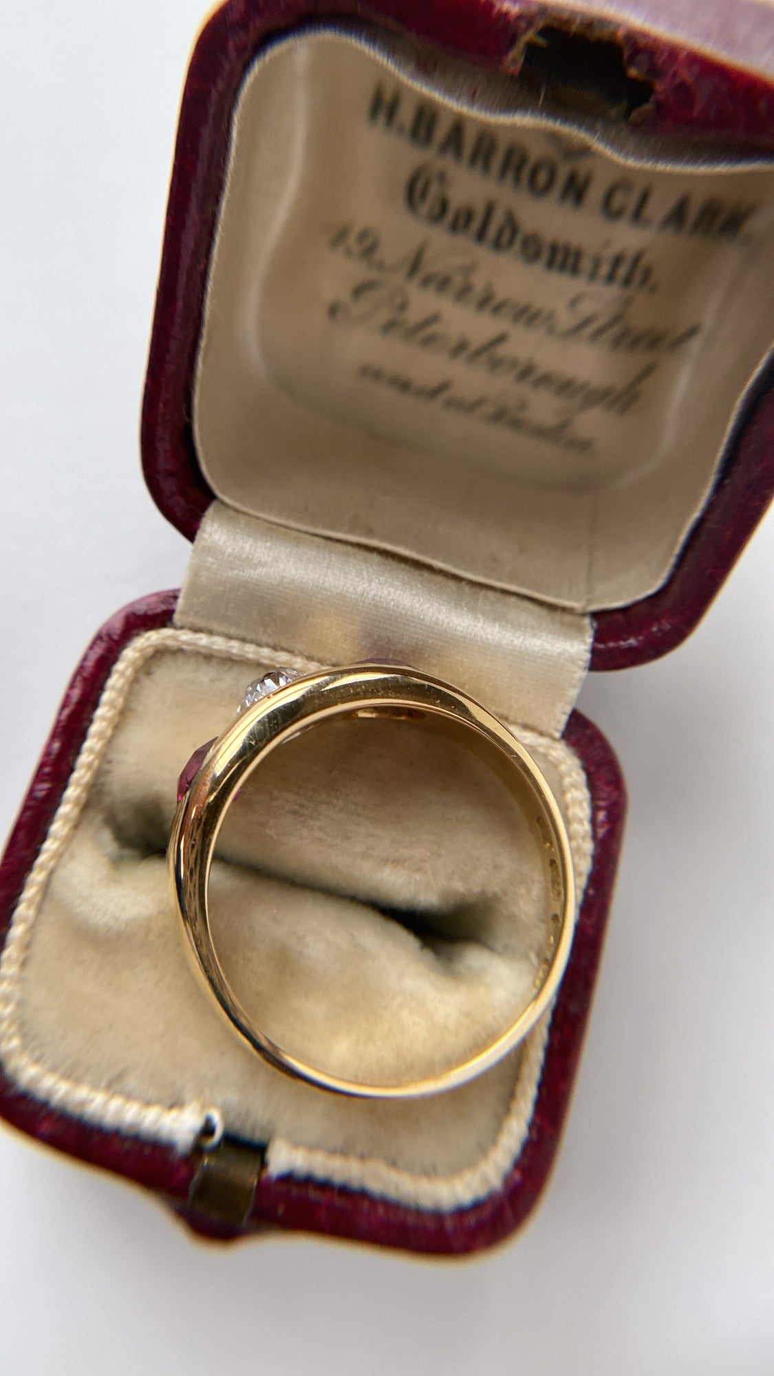 the ruby and diamond flush set band