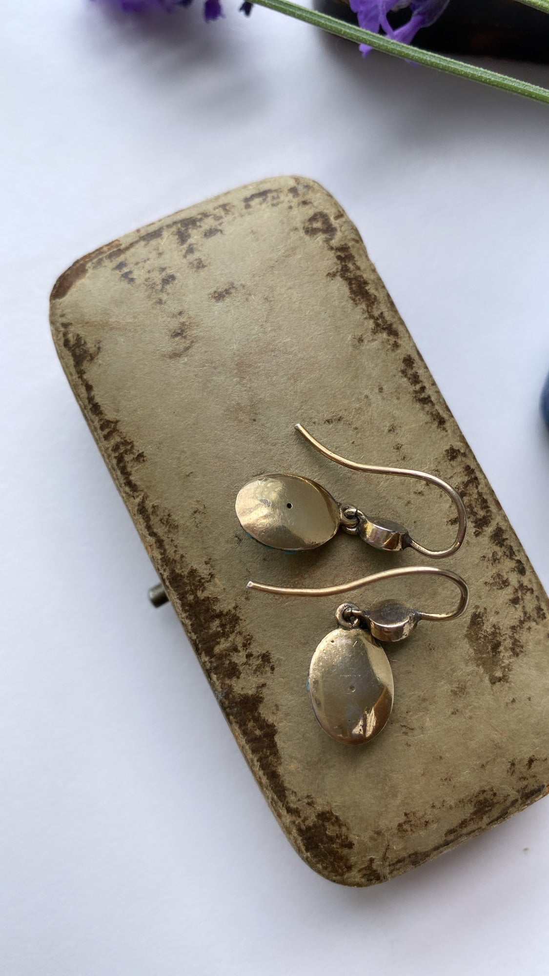 antique pave set turquoise earrings
