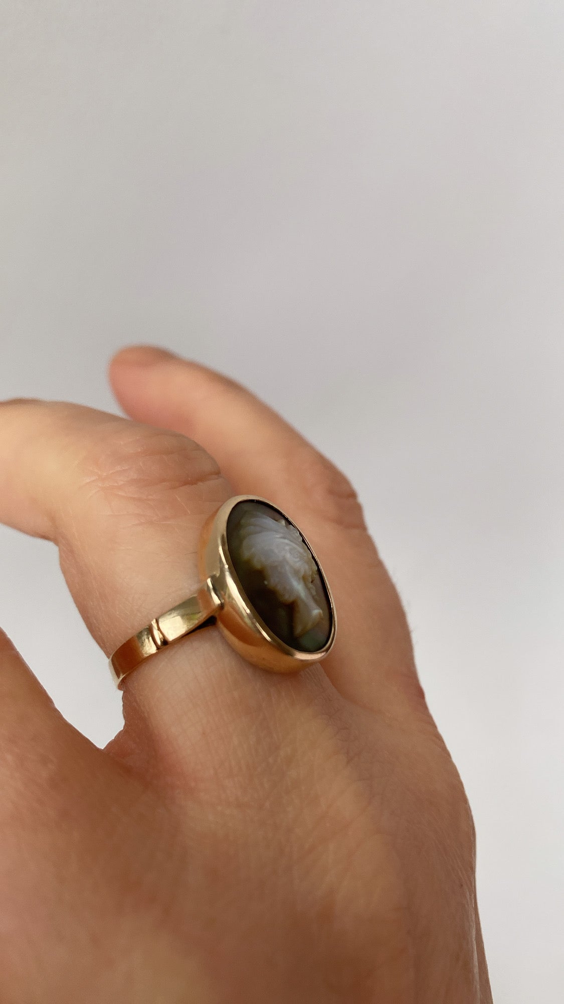 the mother of pearl cameo ring