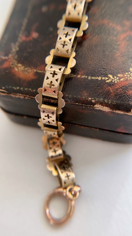 the antique gold book chain bracelet