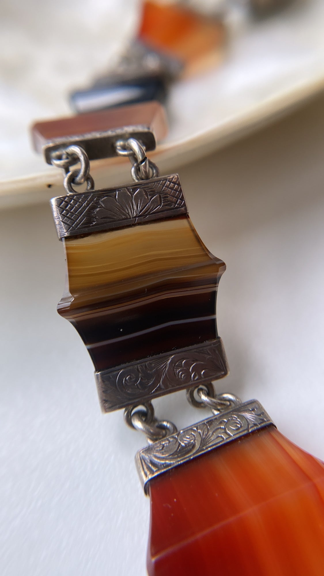 silver agate bracelet with heart padlock