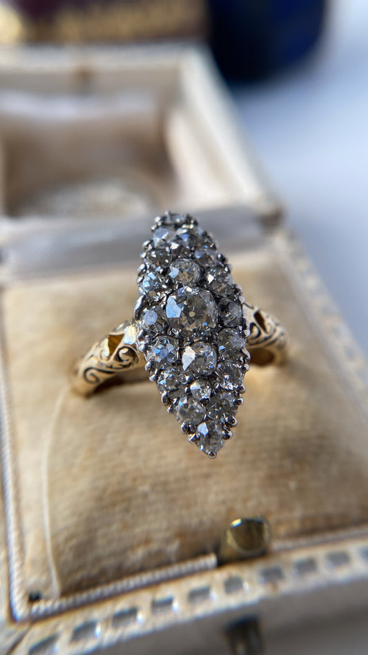 the old mine cut diamond navette