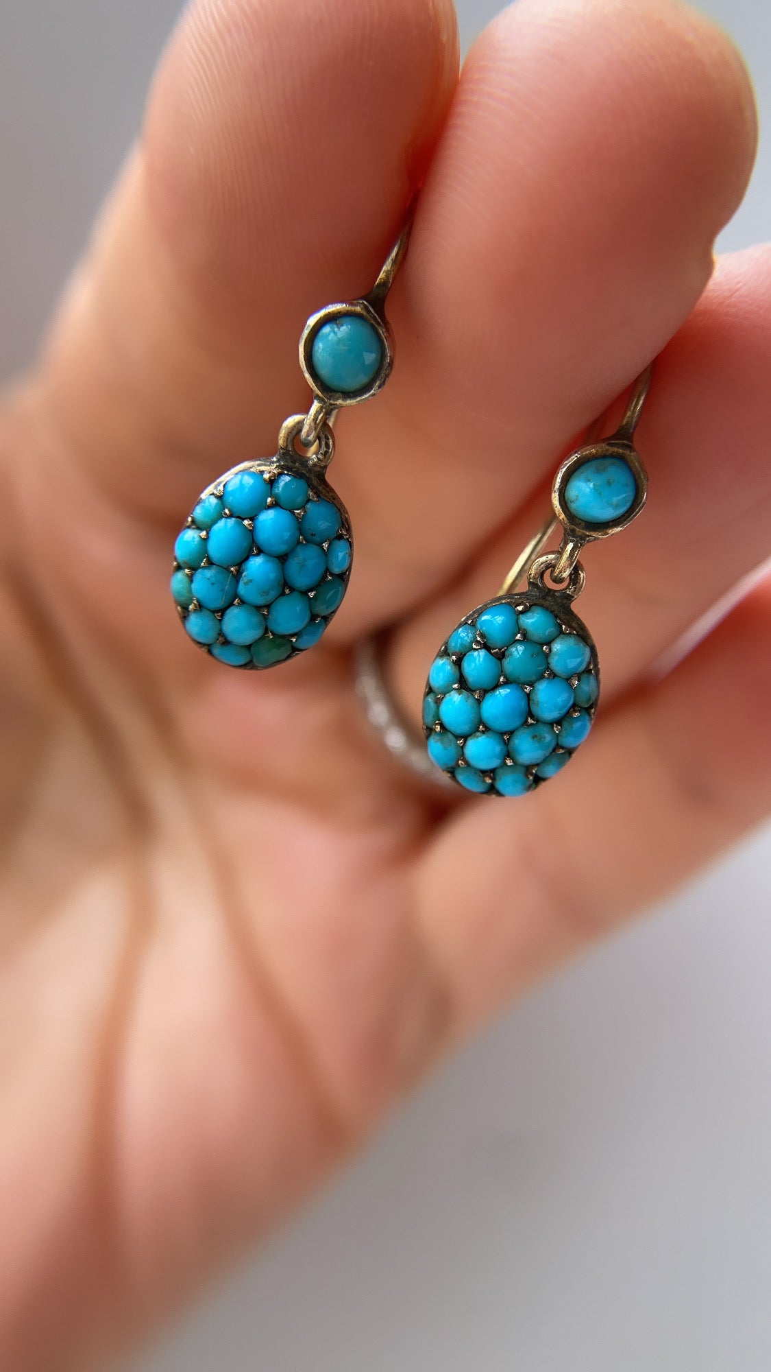 antique pave set turquoise earrings