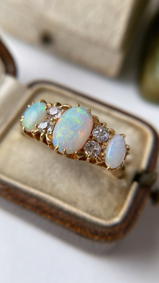 the rainbow opal and diamond ring