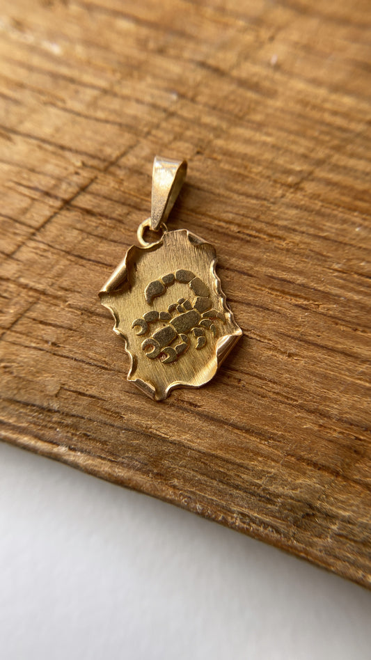 vintage French Scorpio charm with 9ct yg chain