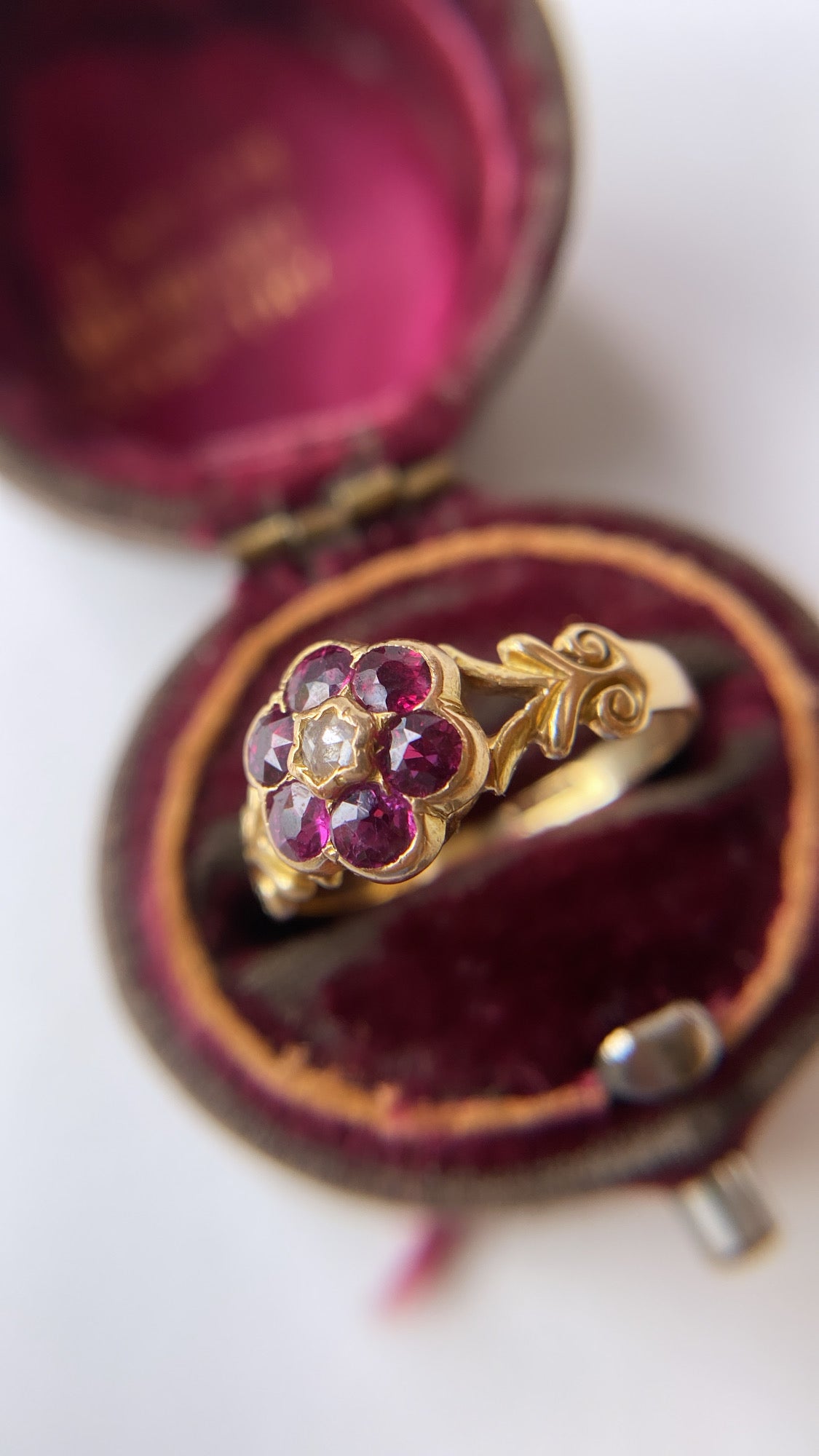 antique ruby and diamond daisy cluster