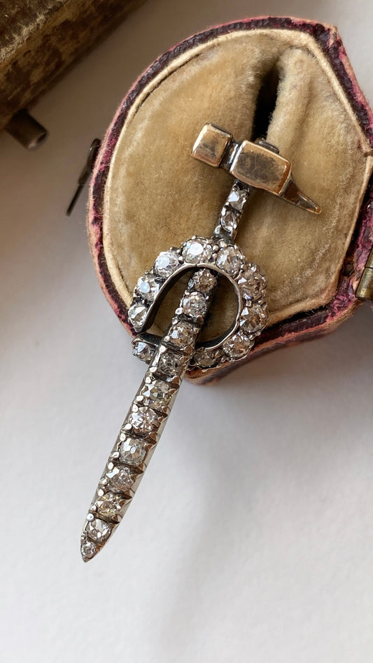 antique diamond hammer and horseshoe pendant