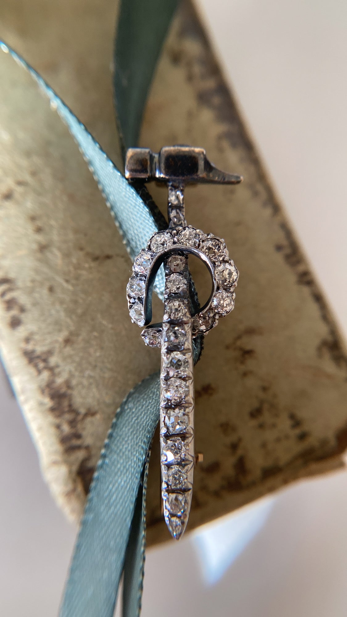 the old mine cut diamond hammer brooch