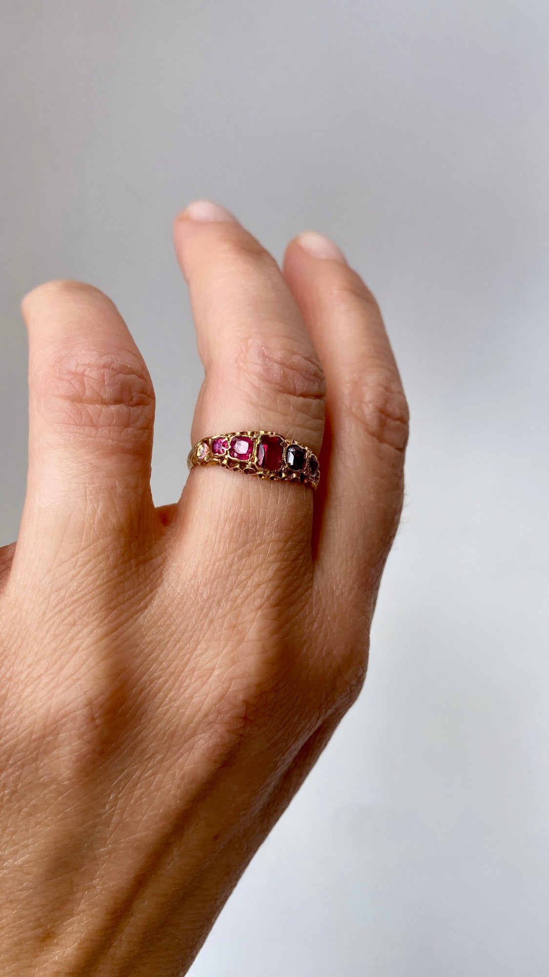 the antique garnet half hoop