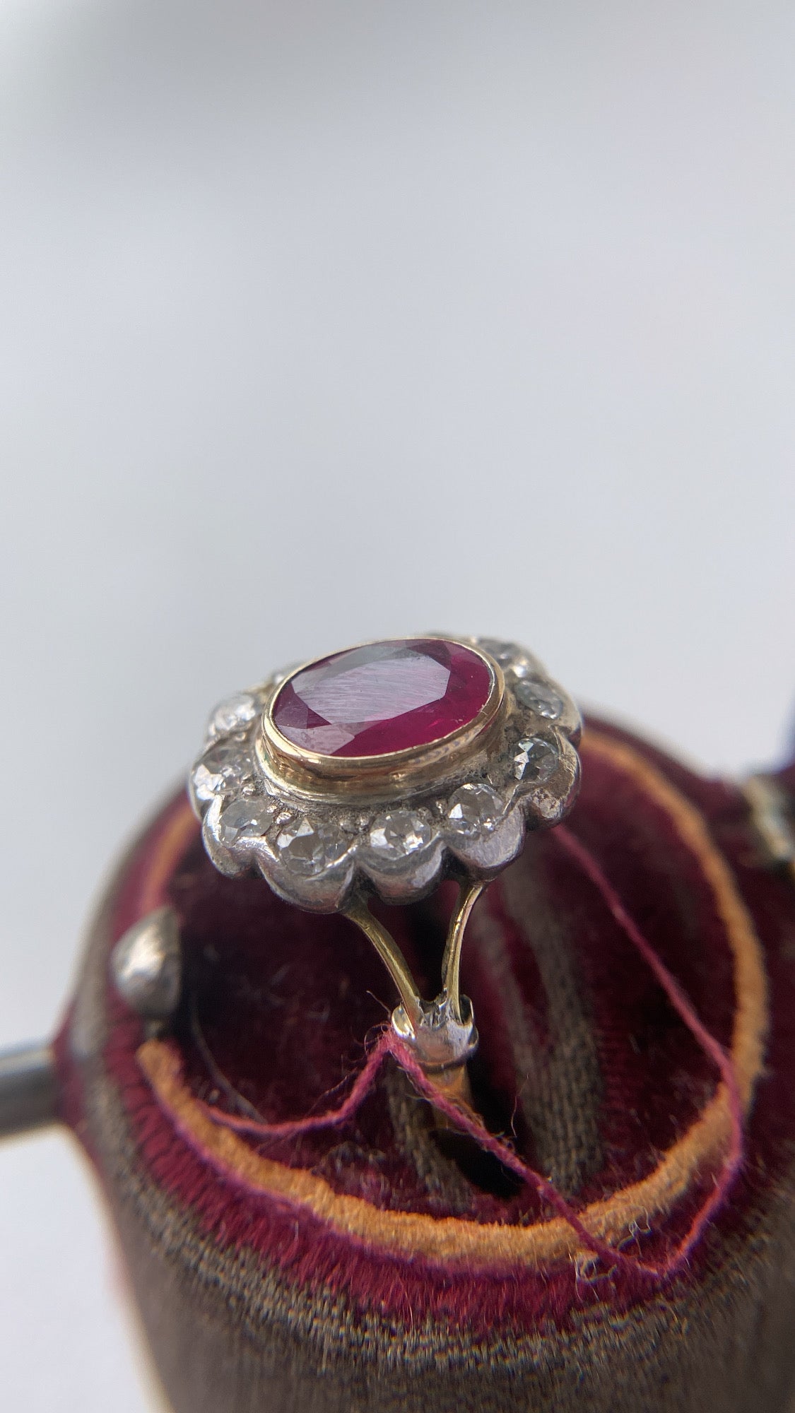 antique ruby and diamond cluster