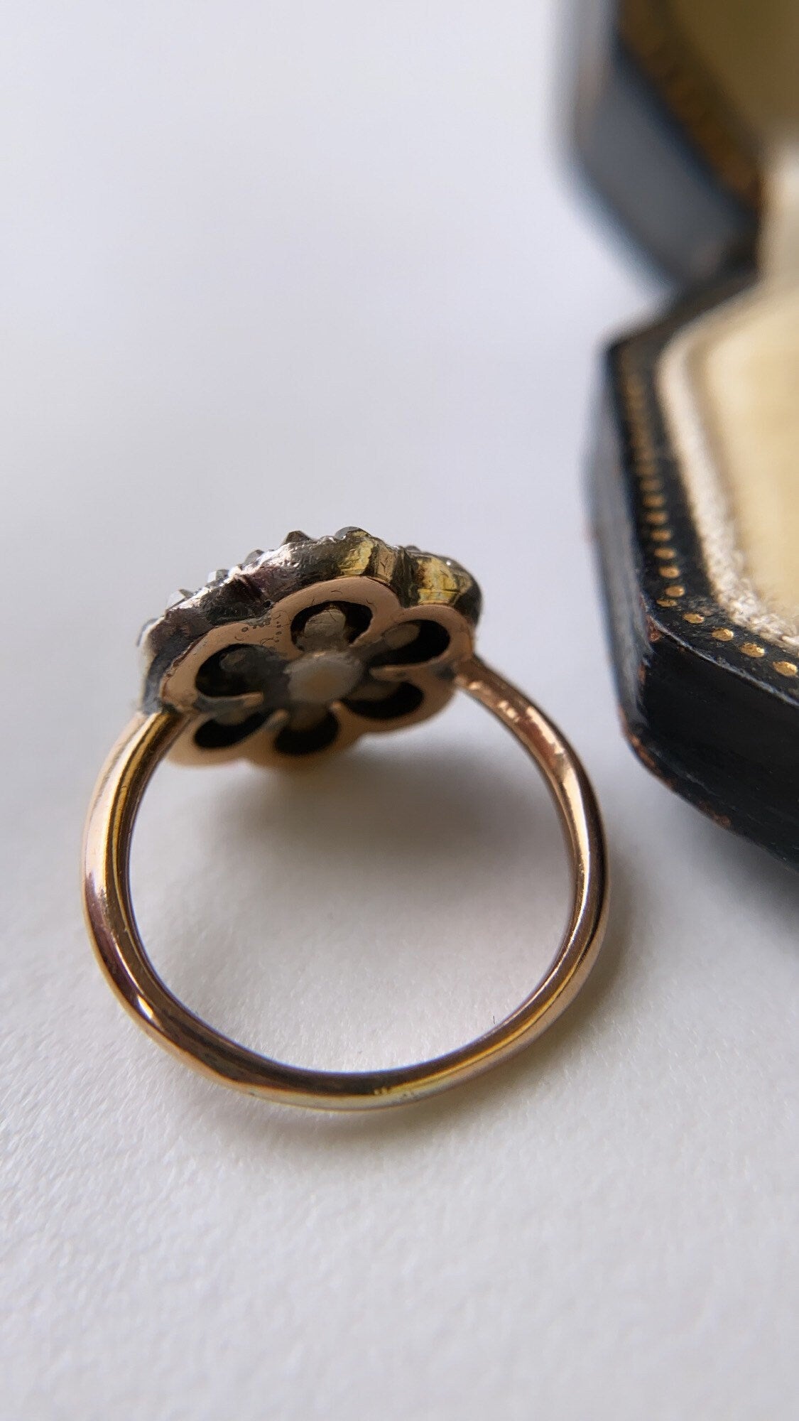 antique sapphire & old cut diamond cluster