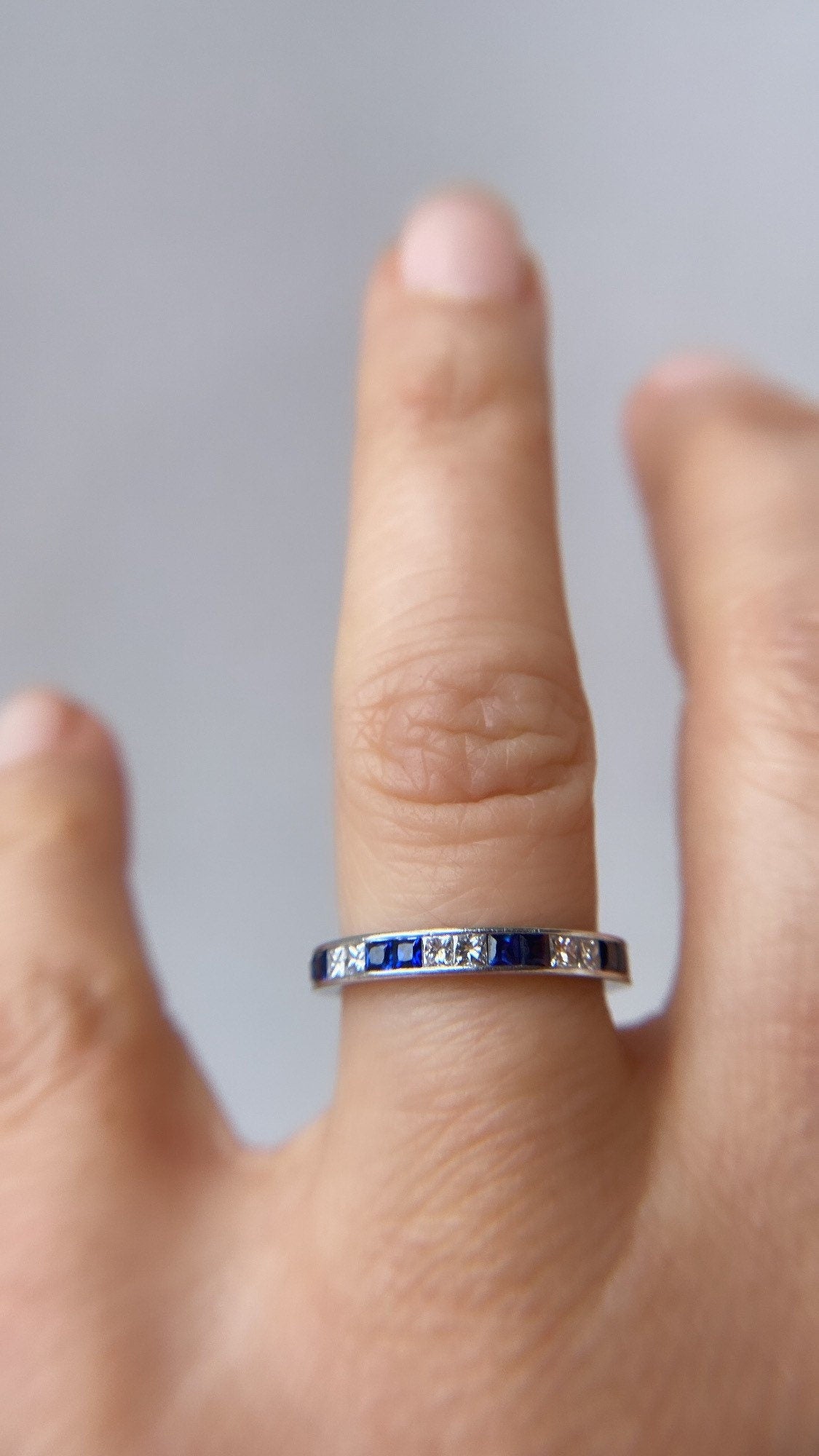 vintage diamond and sapphire eternity band