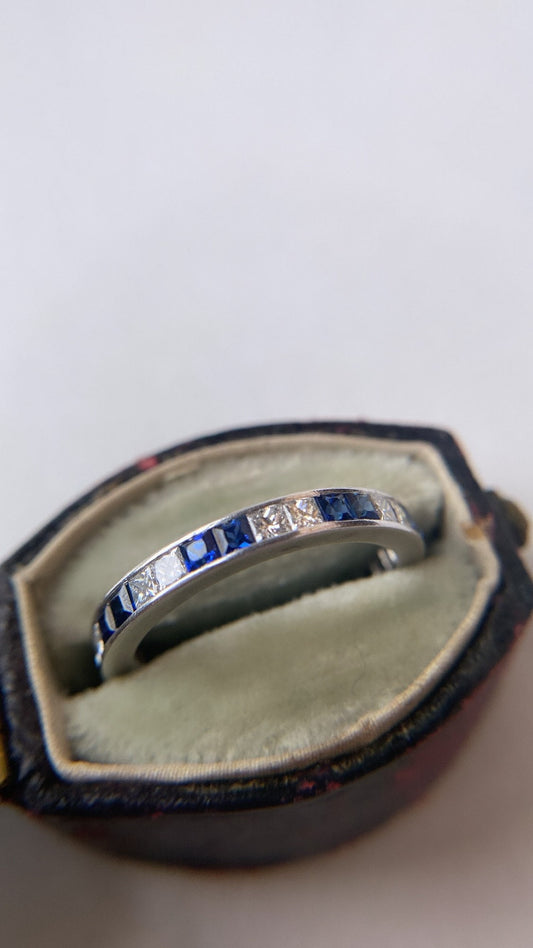 vintage diamond and sapphire eternity band