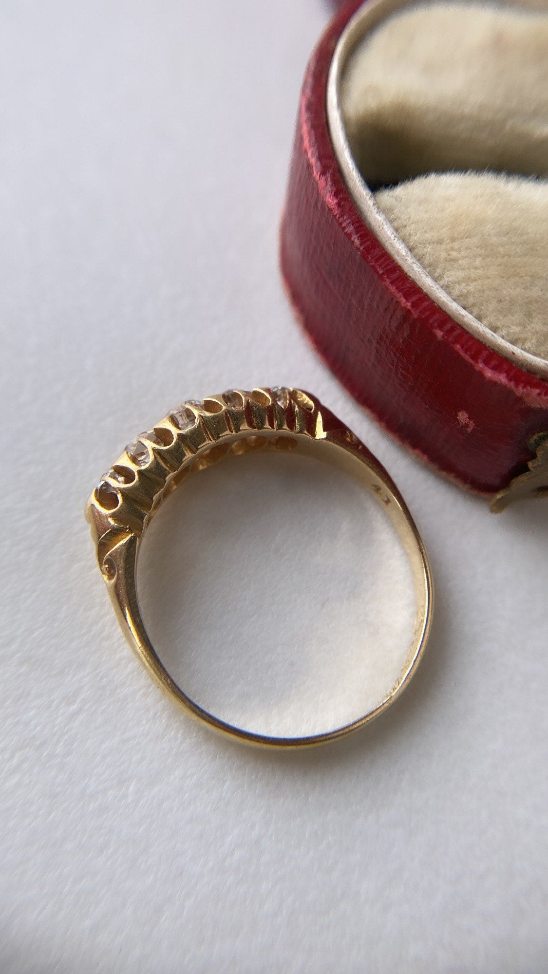 antique old cut diamond boat ring