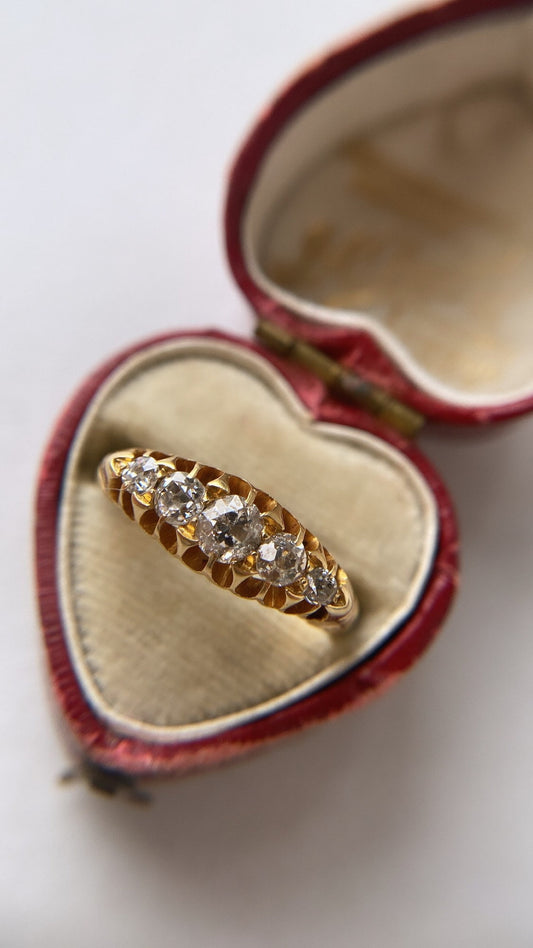 antique old cut diamond boat ring